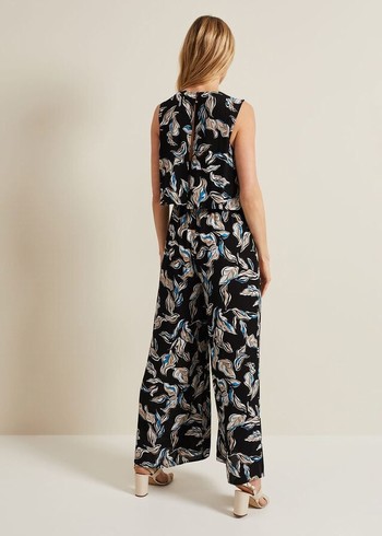 Phase Eight Aubrey Leaf Print Dress Black/Multicolor Canada | YDCUPV-416